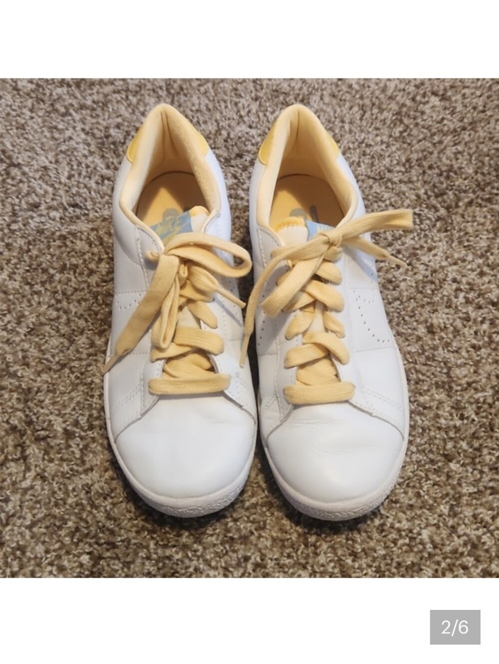 Nike Women's White Sneakers with Yellow Accents